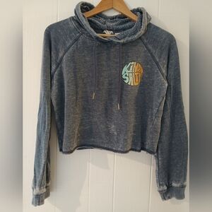 ROXY Cropped Hoodie, Distressed, Light Weight, Size XS